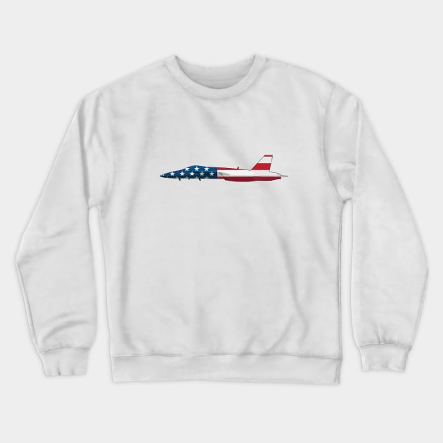 American Flag FA-18 Super Hornet Military Jet Crewneck Sweatshirt by hobrath